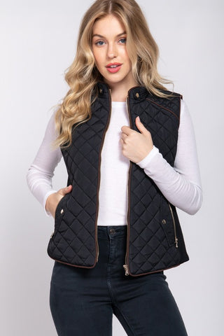 Black Quilted Vest-Sandi's Styles