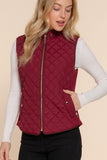 Dark Wine Quilted Vest-Sandi's Styles