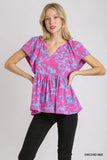 Pink and Blue Peplum Top-Sandi's Styles