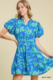Blue and Mint Floral Dress-Sandi's Styles