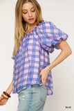 Blue and Pink Plaid Top-Sandi's Styles