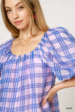 Blue and Pink Plaid Top-Sandi's Styles