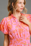 Pink and Orange Floral Dress-Sandi's Styles