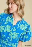 Blue and Mint Floral Dress-Sandi's Styles