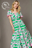 Green and Pink Midi Dress-Sandi's Styles