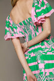 Green and Pink Midi Dress-Sandi's Styles
