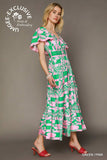 Green and Pink Midi Dress-Sandi's Styles