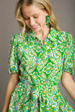 Green Mix Print Dress-Sandi's Styles
