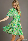 Green Mix Print Dress-Sandi's Styles