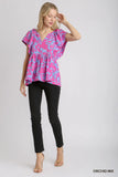 Pink and Blue Peplum Top-Sandi's Styles