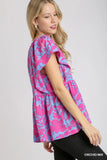 Pink and Blue Peplum Top-Sandi's Styles