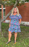 Black floral print smock dress-Sandi's Styles