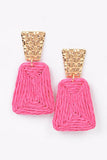 straw earrings with a gold accent-Sandi's Styles