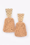 straw earrings with a gold accent-Sandi's Styles