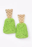 straw earrings with a gold accent-Sandi's Styles