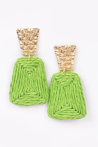 straw earrings with a gold accent-Sandi's Styles