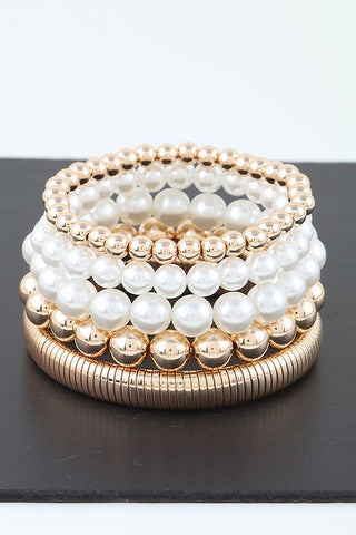 Pearl and Gold Bracelet Set-Sandi's Styles