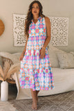Pink and Blue Midi Dress-Sandi's Styles