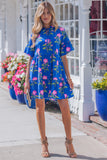 Royal Blue Floral Dress-Sandi's Styles