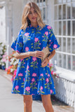 Royal Blue Floral Dress-Sandi's Styles