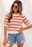 Stripe Short Sleeve Sweater-Sandi's Styles