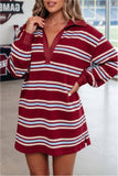 Burgundy Stripe Dress-Sandi's Styles