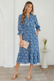 Blue Floral Midi Dress-Sandi's Styles