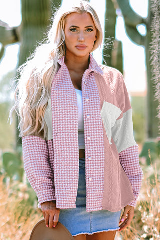 Pink Herringbone Shacket