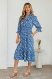 Blue Floral Midi Dress-Sandi's Styles