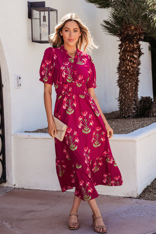 Red Midi Dress-Sandi's Styles