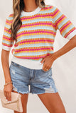 Stripe Short Sleeve Sweater-Sandi's Styles