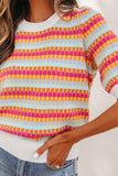 Stripe Short Sleeve Sweater-Sandi's Styles