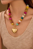 Multi Beaded Heart Charm Necklace