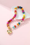 Multi Beaded Heart Charm Necklace