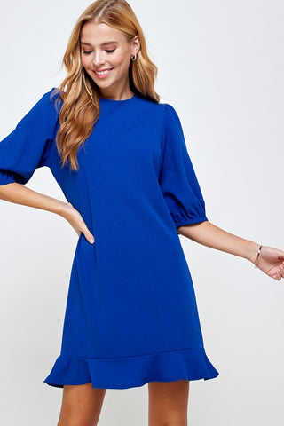 Royal Blue Ruffle Hem Dress-Sandi's Styles