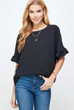 Black oversized ruffle sleeve top-Sandi's Styles