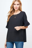 Black oversized ruffle sleeve top-Sandi's Styles