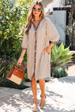 Khaki buttoned Stripe Dress-Sandi's Styles