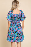 Black floral print smock dress-Sandi's Styles