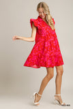 Red and Pink Print Dress Regular and Curvy-Plus-Sandi's Styles