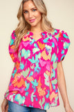 Pink Brushed Tropical Print Top-Sandi's Styles