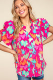 Pink Brushed Tropical Print Top-Sandi's Styles