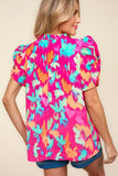 Pink Brushed Tropical Print Top-Sandi's Styles