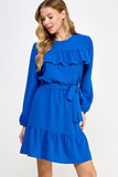 Royal Blue Ruffle Dress-Sandi's Styles