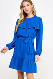 Royal Blue Ruffle Dress-Sandi's Styles