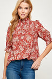 Marsala Floral Print Top-Sandi's Styles