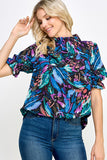 Blue and Black Floral Print Top-Sandi's Styles