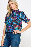 Blue and Black Floral Print Top-Sandi's Styles