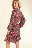 Burgundy Fall Floral Dress-Sandi's Styles