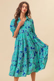 Mint and Blue Print Dress-Sandi's Styles